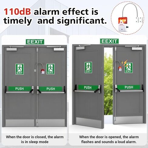 Konohan Exit Stopper Door Alarm with 110db Siren, Emergency Door Alarms When Opened, Easy Installation, Battery Powered, Magnetic Sensor for Unauthorized Entry Prevention Commercial Warehouse Retail in Saudi Arabia
