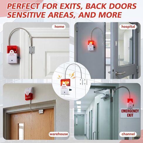 Konohan Exit Stopper Door Alarm with 110db Siren, Emergency Door Alarms When Opened, Easy Installation, Battery Powered, Magnetic Sensor for Unauthorized Entry Prevention Commercial Warehouse Retail in Saudi Arabia