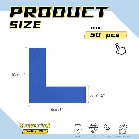 5S Location Marking Corner，50 Pcs L-Shaped Floor Marking Stickers 4 x 4 x 1.2 Inch Graphical Organization Marker for Workplace Office Warehouse Exhibition Hall Floor Desk Table, Blue in Kuwait