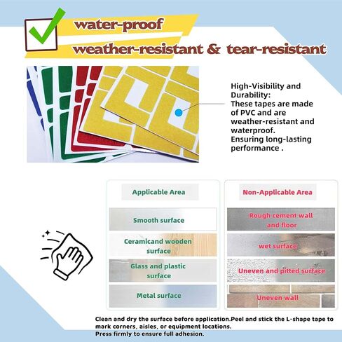 5S Location Marking Corner，50 Pcs L-Shaped Floor Marking Stickers 4 x 4 x 1.2 Inch Graphical Organization Marker for Workplace Office Warehouse Exhibition Hall Floor Desk Table, Blue in Kuwait