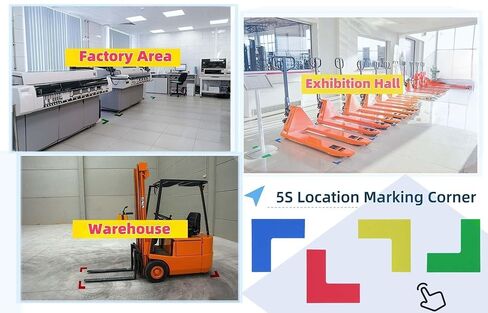 5S Location Marking Corner，50 Pcs L-Shaped Floor Marking Stickers 4 x 4 x 1.2 Inch Graphical Organization Marker for Workplace Office Warehouse Exhibition Hall Floor Desk Table, Blue in Kuwait