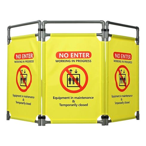 3 Panels Safety Barricade, Heavy Duty PVC Foldable Security Barrier Gate,Visibility Caution Symbol Traffic Fence with “DO NOT Enter" Sign, Portable Elevator Maintenance Caution for Construction in Saudi Arabia