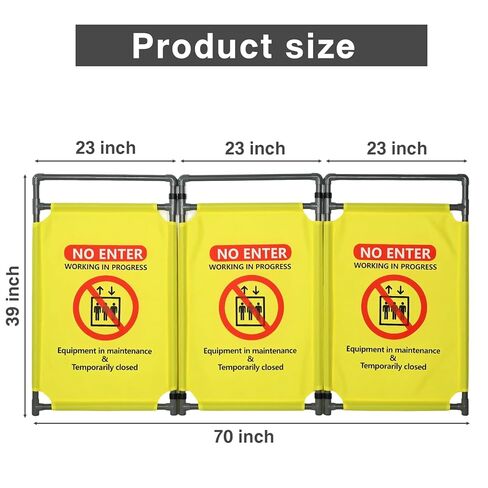 3 Panels Safety Barricade, Heavy Duty PVC Foldable Security Barrier Gate,Visibility Caution Symbol Traffic Fence with “DO NOT Enter" Sign, Portable Elevator Maintenance Caution for Construction in Saudi Arabia