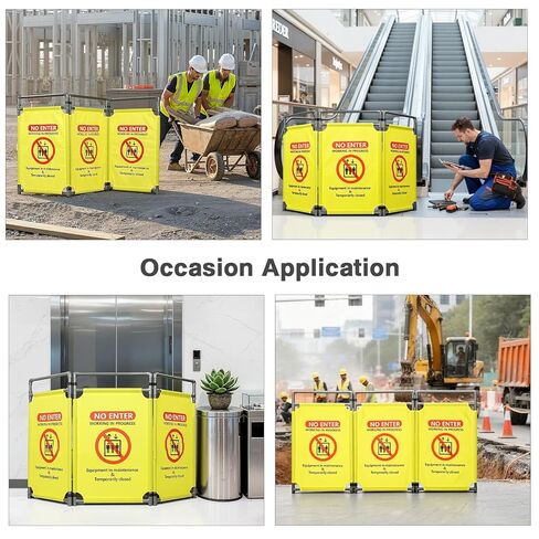 3 Panels Safety Barricade, Heavy Duty PVC Foldable Security Barrier Gate,Visibility Caution Symbol Traffic Fence with “DO NOT Enter" Sign, Portable Elevator Maintenance Caution for Construction in Saudi Arabia