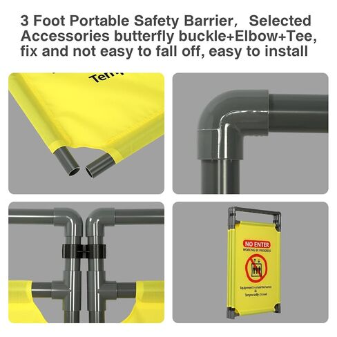 3 Panels Safety Barricade, Heavy Duty PVC Foldable Security Barrier Gate,Visibility Caution Symbol Traffic Fence with “DO NOT Enter" Sign, Portable Elevator Maintenance Caution for Construction in Saudi Arabia