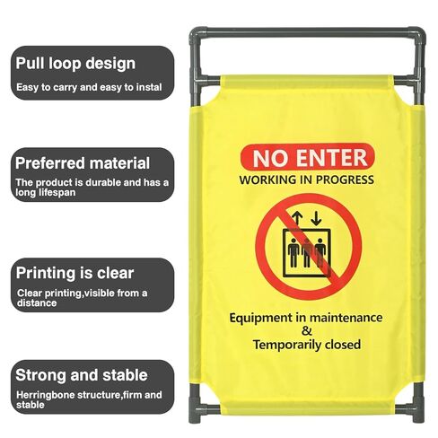 3 Panels Safety Barricade, Heavy Duty PVC Foldable Security Barrier Gate,Visibility Caution Symbol Traffic Fence with “DO NOT Enter" Sign, Portable Elevator Maintenance Caution for Construction in Saudi Arabia