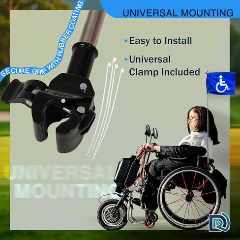 Handicap Flag for Golf Carts, 9×12 Inch Double Sided Blue Safety Flag with White Disability Symbol, Telescoping Pole up to 5.4 ft with Universal Mount for Mobility Scooters and Wheelchairs in Saudi Arabia