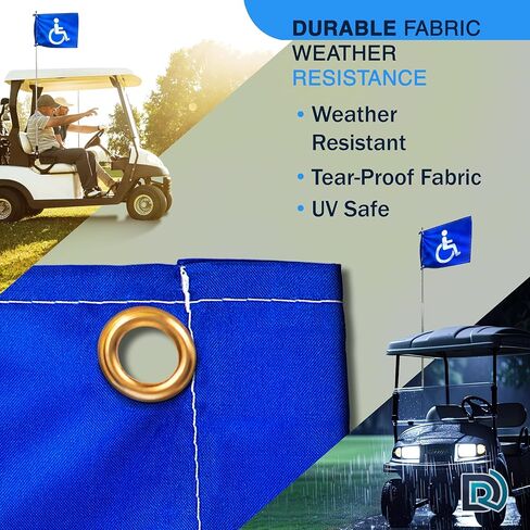 Handicap Flag for Golf Carts, 9×12 Inch Double Sided Blue Safety Flag with White Disability Symbol, Telescoping Pole up to 5.4 ft with Universal Mount for Mobility Scooters and Wheelchairs in Saudi Arabia