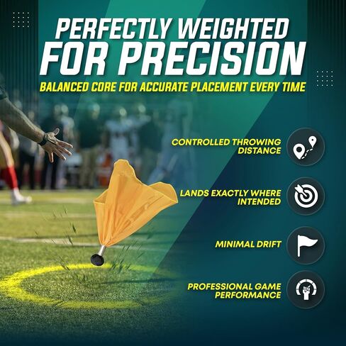 TEYS Professional Weighted Referee Flags - Yellow Lacrosse Flags & Football Penalty Flags with Black Tip | Heavy-Duty Professional - Long Lasting Officiating Gear in Saudi Arabia