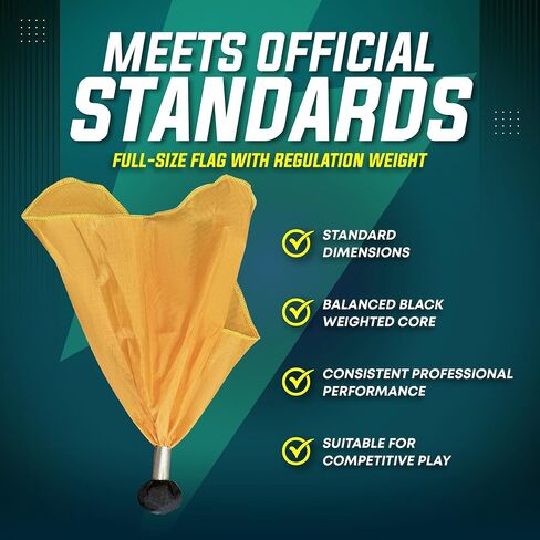 TEYS Professional Weighted Referee Flags - Yellow Lacrosse Flags & Football Penalty Flags with Black Tip | Heavy-Duty Professional - Long Lasting Officiating Gear in Saudi Arabia
