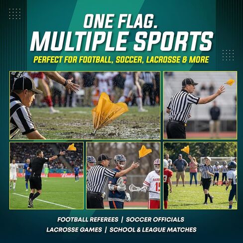 TEYS Professional Weighted Referee Flags - Yellow Lacrosse Flags & Football Penalty Flags with Black Tip | Heavy-Duty Professional - Long Lasting Officiating Gear in Saudi Arabia