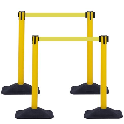 OangeStar 6 Packs Crowd Control Stanchion, Crowd Control Barrier Set w/10ft Black Retractable Belt Rubber Base in Kuwait