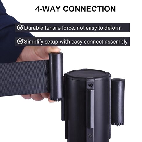 OangeStar 6 Packs Crowd Control Stanchion, Crowd Control Barrier Set w/10ft Black Retractable Belt Rubber Base in Saudi Arabia