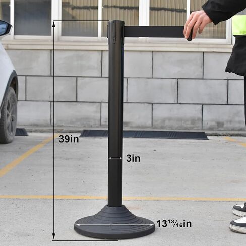 OangeStar 6 Packs Crowd Control Stanchion, Crowd Control Barrier Set w/10ft Black Retractable Belt Rubber Base in Saudi Arabia