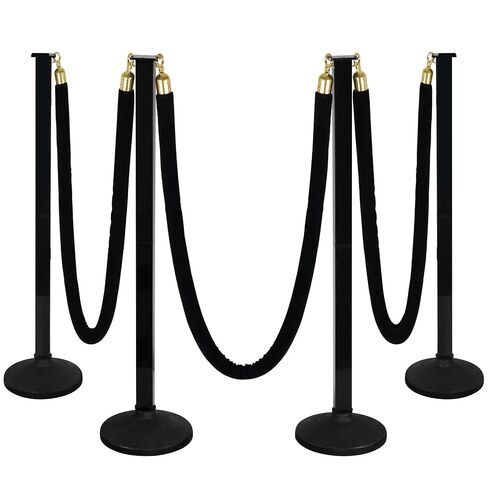 4 Pack Stanchion Post with Velvet Ropes (Weighted Base), Crowd Control Barriers, Red Carpet Runner Poles, Queue Poles for Party, Movie Theater, Plastic in Kuwait
