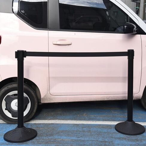 OangeStar 6 Packs Crowd Control Stanchion, Crowd Control Barrier Set w/10ft Black Retractable Belt Rubber Base in Saudi Arabia