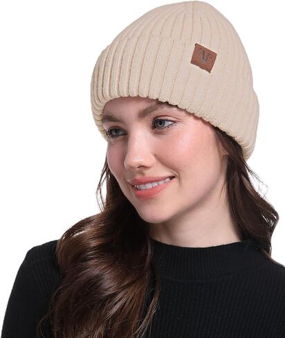 Winter Hats for Women Men, Fleece Lined Cuffed Beanie Winter Knit Wool Beanies Warm Chunky Hat in Kuwait
