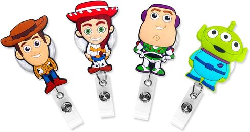5 Pcs Set Poke Monster Cartoon Anime Badge ID Clip Reel Retractable Holder Office Work Nurse Name Badge Tag Clip On Card Holders Cute - 30 inch Cord Extension in Kuwait