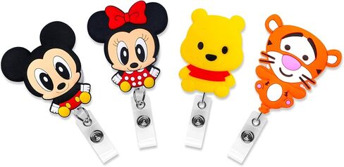 5 Pcs Set Poke Monster Cartoon Anime Badge ID Clip Reel Retractable Holder Office Work Nurse Name Badge Tag Clip On Card Holders Cute - 30 inch Cord Extension in Kuwait