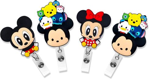 5 Pcs Set Poke Monster Cartoon Anime Badge ID Clip Reel Retractable Holder Office Work Nurse Name Badge Tag Clip On Card Holders Cute - 30 inch Cord Extension in Kuwait