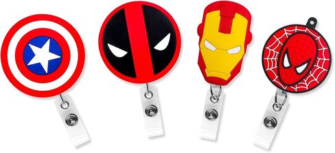 5 Pcs Set Poke Monster Cartoon Anime Badge ID Clip Reel Retractable Holder Office Work Nurse Name Badge Tag Clip On Card Holders Cute - 30 inch Cord Extension in Kuwait