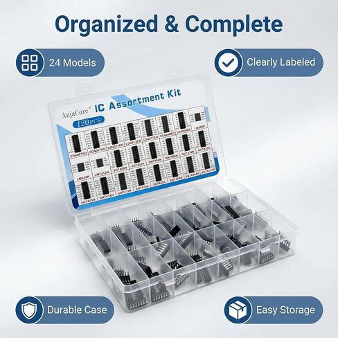 24 Models 120pcs IC Kit - SN7400 SN7404 SN7490 SN7474 LM555 LM358 LM741 CD4017 CD4001 Digital Logic Component in Saudi Arabia