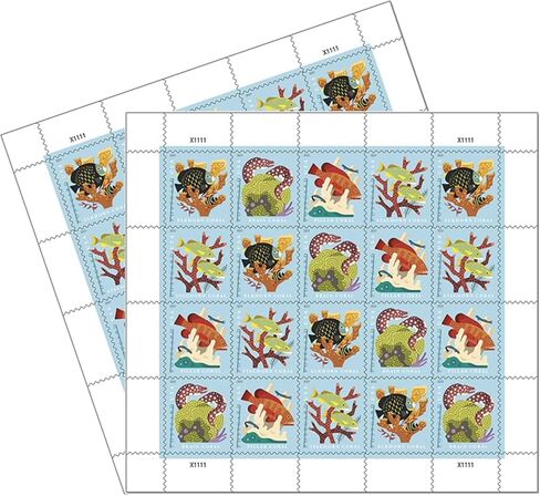 Coral Reefs Postcard 2 Sheets of 20 US First Class Forever POSTCARD Postage Stamps Sea (40 Stamps) Scott 5366 in Saudi Arabia