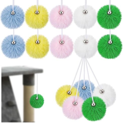 15 Pack Interactive Cats Toys Replacement Balls for Cat Trees Tower Kitty Dangling Toys with Bell Rope Kitten Scratching Post Tree Tower Replacement Ball Plaything Add Ons for Indoor Kitten in Saudi Arabia