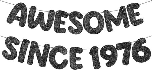 لافتة Fulmoon Pre Strung Awesome منذ عام 1974، لافتة لامعة لعيد الميلاد الخمسين السعيد، لافتة لامعة مضحكة، زينة عيد ميلاد سعيد 50 للرجال والنساء وحفلات الذكرى السنوية (أسود) in Saudi Arabia