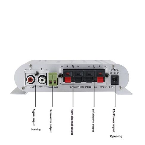 مضخم صوت ستيريو، مضخم صوت ستيريو صغير HiFi 2.1 مضخم صوت منزلي للسيارة، مضخم رقمي احترافي للاستخدام على الناقل الخاص بك أو في المنزل (فضي) in Kuwait