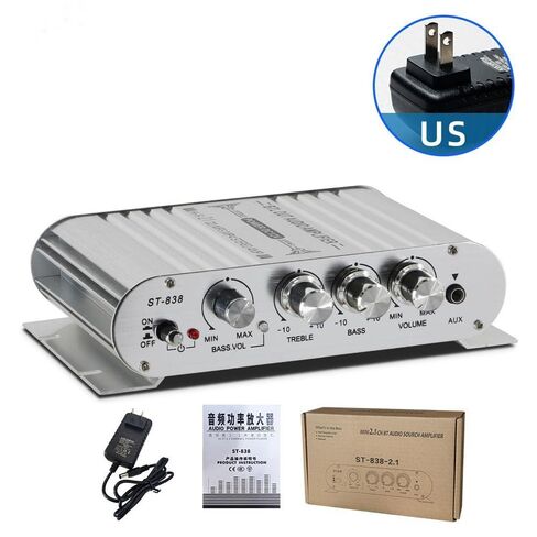 مضخم صوت ستيريو، مضخم صوت ستيريو صغير HiFi 2.1 مضخم صوت منزلي للسيارة، مضخم رقمي احترافي للاستخدام على الناقل الخاص بك أو في المنزل (فضي) in Kuwait