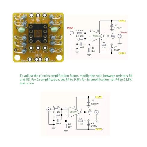 2Pcs Dual ‌Operational Amplifier‌ Board Preamp DC Amplification PCB for NE5532 OPA2134 OPA2604 AD826 OPA2111 in Saudi Arabia