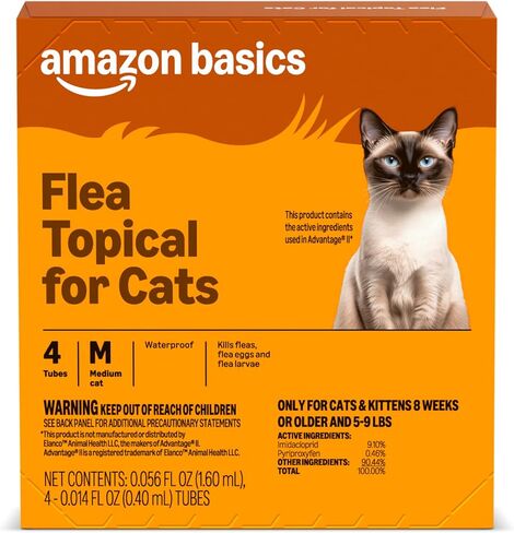 Amazon Basics Topical Flea Treatment for Medium Cats (5-9 Pounds), 4 Count (Previously Solimo) in Kuwait