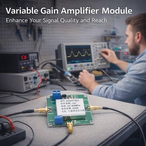 Variable Gain Amplifier Module PCB 500MHZ 45dB DC 5V - Accurate Log Linear Gain Control, Shielded with AGC Circuit, Industrial Electronics in Saudi Arabia