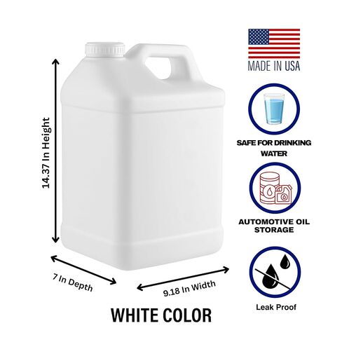 2.5 Gallon Heavy-Duty Water Jug Container with Secure Lid | 9.46 litres Carboy for Automotive Used Oil, Liquid and Drinking Water Storage - Made in USA in Kuwait
