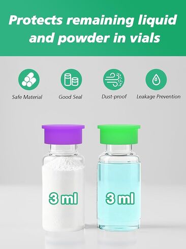 Silicone Protective Caps for 3ml Vials, Peptide Vial Caps Within Peptide Case - Reusable Seals for GLP-1, Semaglutide, Ozempic Peptide Vials, Fits 1ml 2ml 3ml Vial Holder (35 Pcs, 7 Colors) in Saudi Arabia