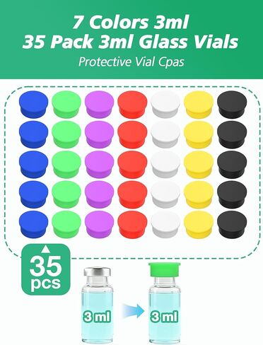 Silicone Protective Caps for 3ml Vials, Peptide Vial Caps Within Peptide Case - Reusable Seals for GLP-1, Semaglutide, Ozempic Peptide Vials, Fits 1ml 2ml 3ml Vial Holder (35 Pcs, 7 Colors) in Saudi Arabia