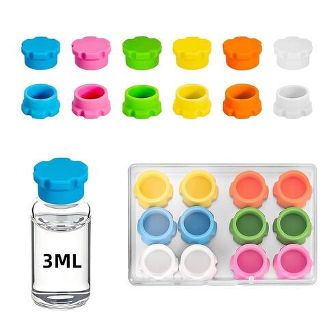 12Pcs 3ml Glass Vial Protective Vial Caps, Leak-Proof and Dust-Proof Caps, Reusable Silicone-Vial Cap Covers, Easy to Clean for Injection Flip Off Caps, 6Colors Peptide Vial Caps for Easy Organization in Saudi Arabia