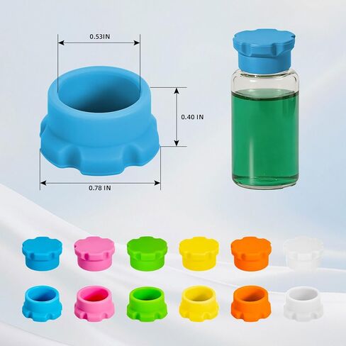 12Pcs 3ml Glass Vial Protective Vial Caps, Leak-Proof and Dust-Proof Caps, Reusable Silicone-Vial Cap Covers, Easy to Clean for Injection Flip Off Caps, 6Colors Peptide Vial Caps for Easy Organization in Saudi Arabia