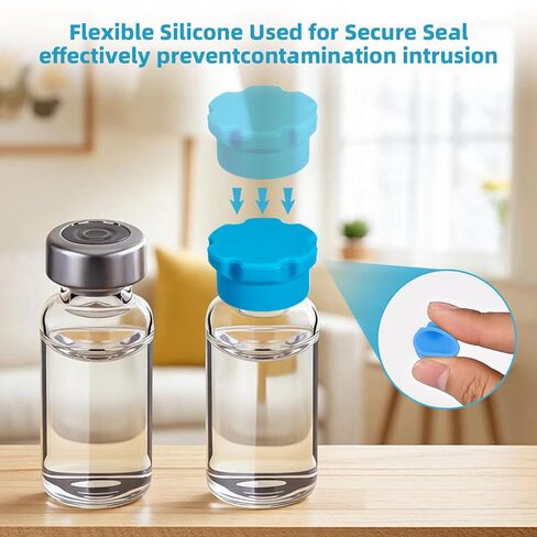 12Pcs 3ml Glass Vial Protective Vial Caps, Leak-Proof and Dust-Proof Caps, Reusable Silicone-Vial Cap Covers, Easy to Clean for Injection Flip Off Caps, 6Colors Peptide Vial Caps for Easy Organization in Saudi Arabia