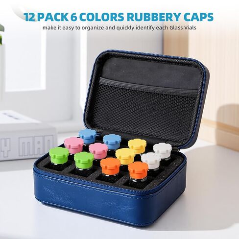 12Pcs 3ml Glass Vial Protective Vial Caps, Leak-Proof and Dust-Proof Caps, Reusable Silicone-Vial Cap Covers, Easy to Clean for Injection Flip Off Caps, 6Colors Peptide Vial Caps for Easy Organization in Saudi Arabia