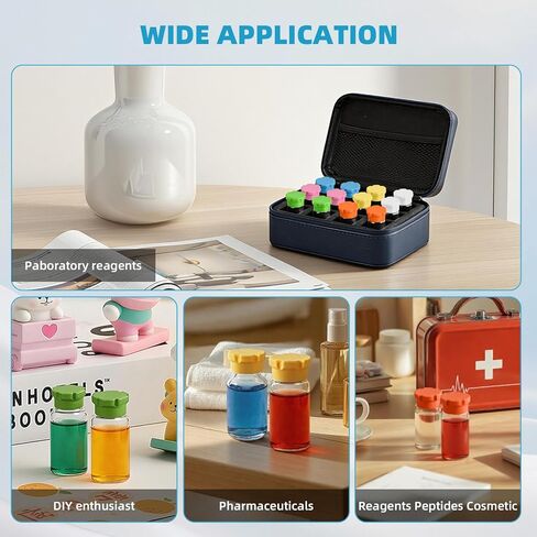 12Pcs 3ml Glass Vial Protective Vial Caps, Leak-Proof and Dust-Proof Caps, Reusable Silicone-Vial Cap Covers, Easy to Clean for Injection Flip Off Caps, 6Colors Peptide Vial Caps for Easy Organization in Saudi Arabia