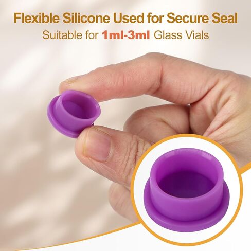 14PCS Reusable 3ml Glass Vial Protective Vial Caps with Digital Marking, Leak-Proof and Dust-Proof Caps for 3ml Vials Storage Boxes, 7 Assorted Colors in Kuwait