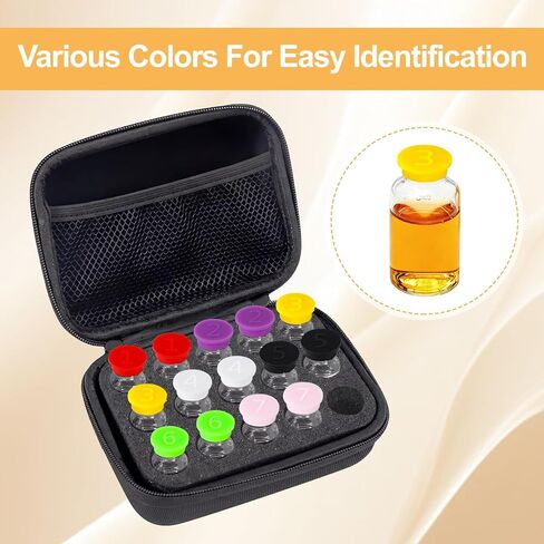 14PCS Reusable 3ml Glass Vial Protective Vial Caps with Digital Marking, Leak-Proof and Dust-Proof Caps for 3ml Vials Storage Boxes, 7 Assorted Colors in Kuwait