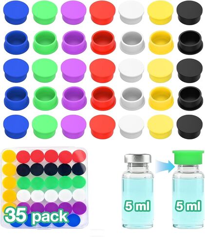 Silicone Protective Caps for 3ml Vials, Peptide Vial Caps Within Peptide Case - Reusable Seals for GLP-1, Semaglutide, Ozempic Peptide Vials, Fits 1ml 2ml 3ml Vial Holder (35 Pcs, 7 Colors) in Saudi Arabia