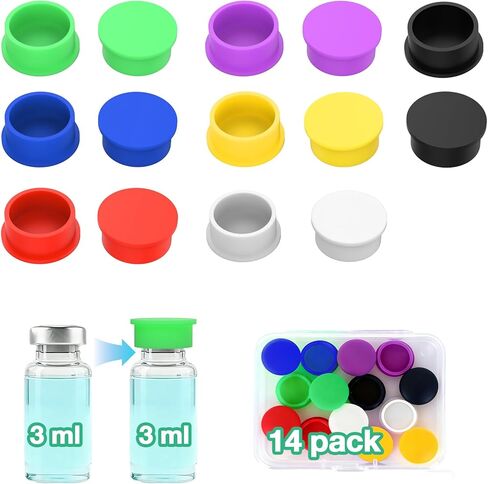 Silicone Protective Caps for 3ml Vials, Peptide Vial Caps Within Peptide Case - Reusable Seals for GLP-1, Semaglutide, Ozempic Peptide Vials, Fits 1ml 2ml 3ml Vial Holder (35 Pcs, 7 Colors) in Saudi Arabia