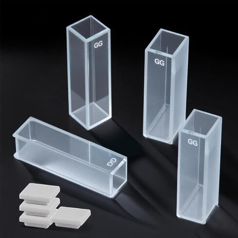 Glass Cuvette（4pcs) for Spectrophotometer Cuvettes,10mm pathlength 1cm,3.5ml,2 Clear Windows, 340-2500nm Open Top with Lid in Saudi Arabia