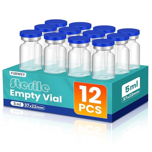 5ml Sterile Vials with Self Healing Injection Port and Sealing Cap, Glass Sterile Vials for Injections (12 Pack) in Kuwait