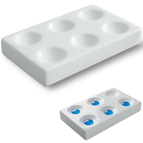 1 Pc White Porcelain Spot Plate 6 Wells Laboratory Spotting Reaction Plate for Laboratory Chemical Experiment Testing,Storage Microplates(3.15 x 1.97 in) in Saudi Arabia
