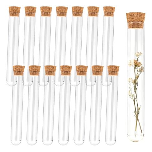 15Pcs Clear Plastic Test Tubes with Cork Stoppers 15x100mm 10ml – Transparent Vials with Seal Cap for Bath Salt, Candy, Beads, Powder, Spice, Liquid Storage, Party Favors, DIY Decoration, Lab Use in Kuwait
